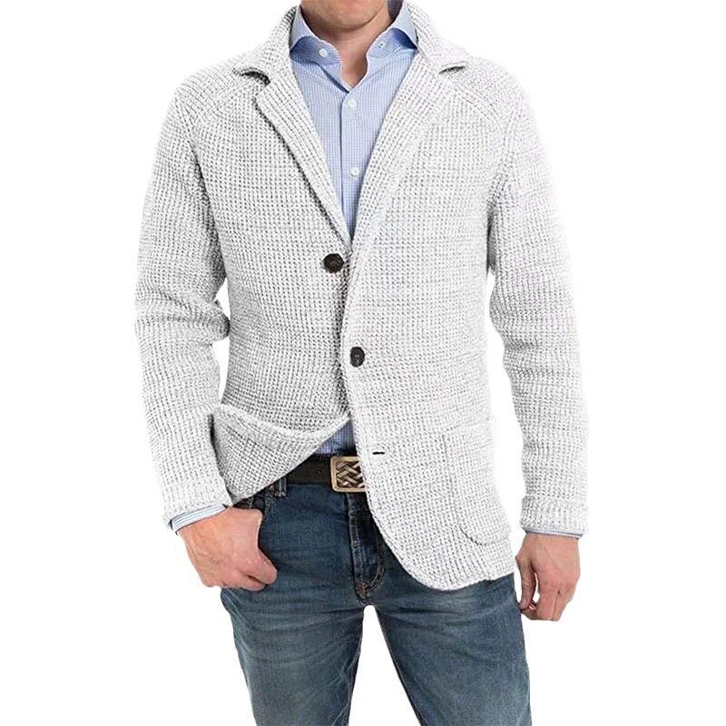 Cardigan de malha comprida masculino, gola alta, jaqueta quente, moda casual, outono, inverno, 2023