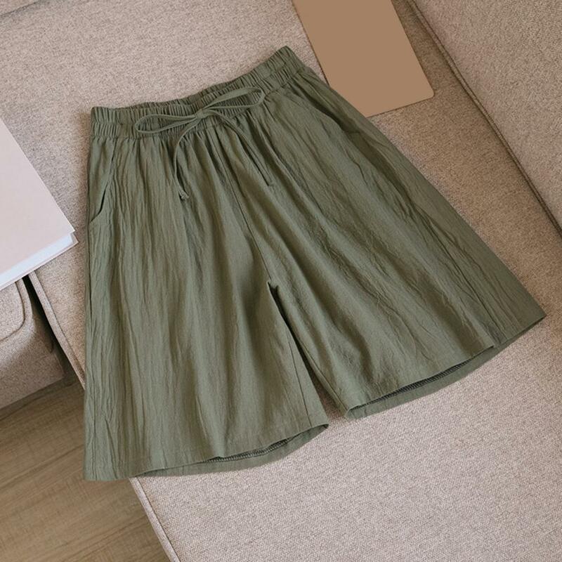 Pantalones cortos con bolsillos para mujer, Shorts elegantes de verano, colección de cintura elástica, con bolsillos y cordón, alta