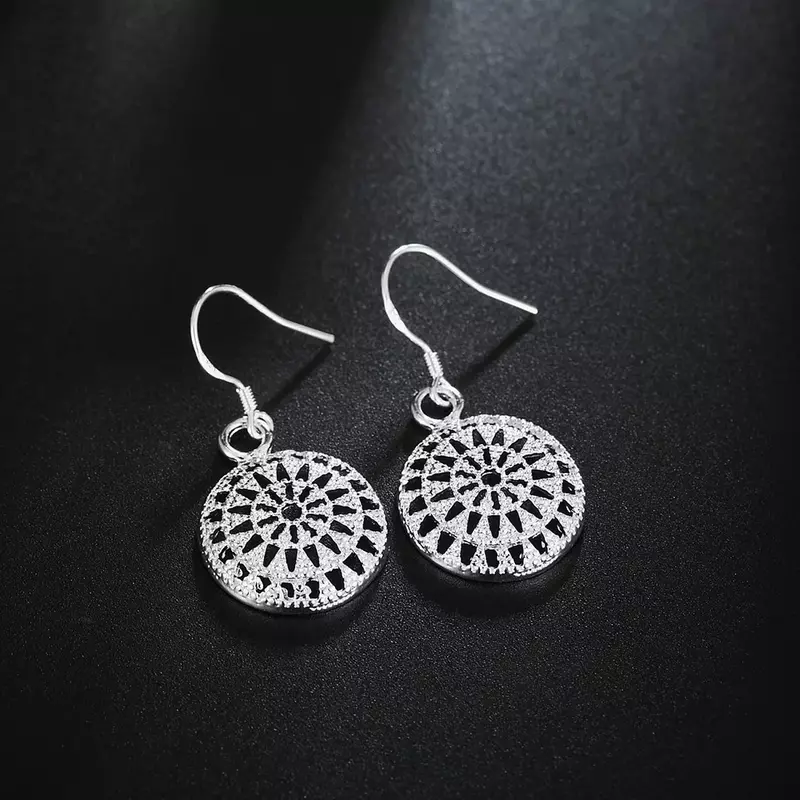 925 Sterling Silver Earrings temperament Women Retro Round shape earrings Christmas Gifts Street all-match Jewelry