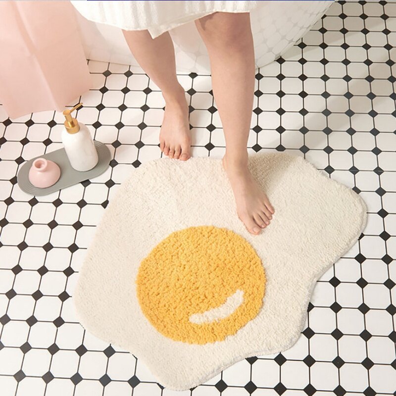 Poached Egg Carpet Children's Floor Mat Cartoon Carpet Anti-Slip Floor Mat Soft Comfortable Absorbent Home Decor