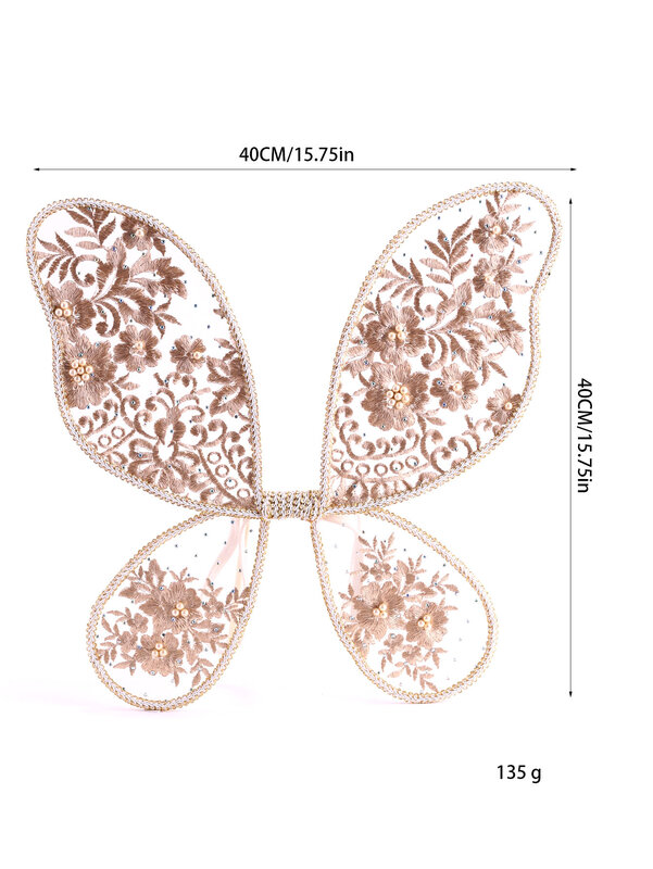 Pearl-core krem bordir bunga bayi dan anak peri sayap renda buatan tangan sayap berpakaian kualitas dibuat dengan hati-hati sayap untuk