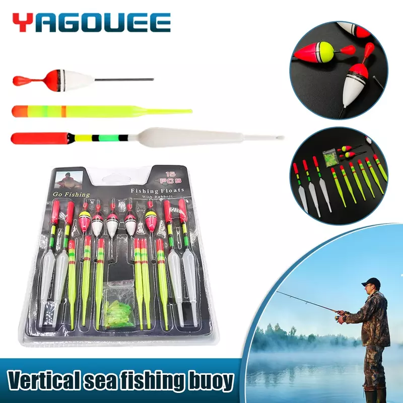 Vertical Buoy Sea Fishing Floats Assorted Size for Most Type of Angling with Attachment Rubbers Fishing Lures Fishing Accessorie