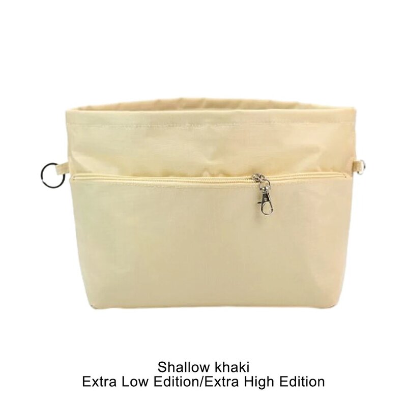 Pengatur tas untuk kosmetik pegangan dan aksesoris nilon kapasitas tinggi dapat diperluas tas penggaris Khaki pendek 31 14 21cm