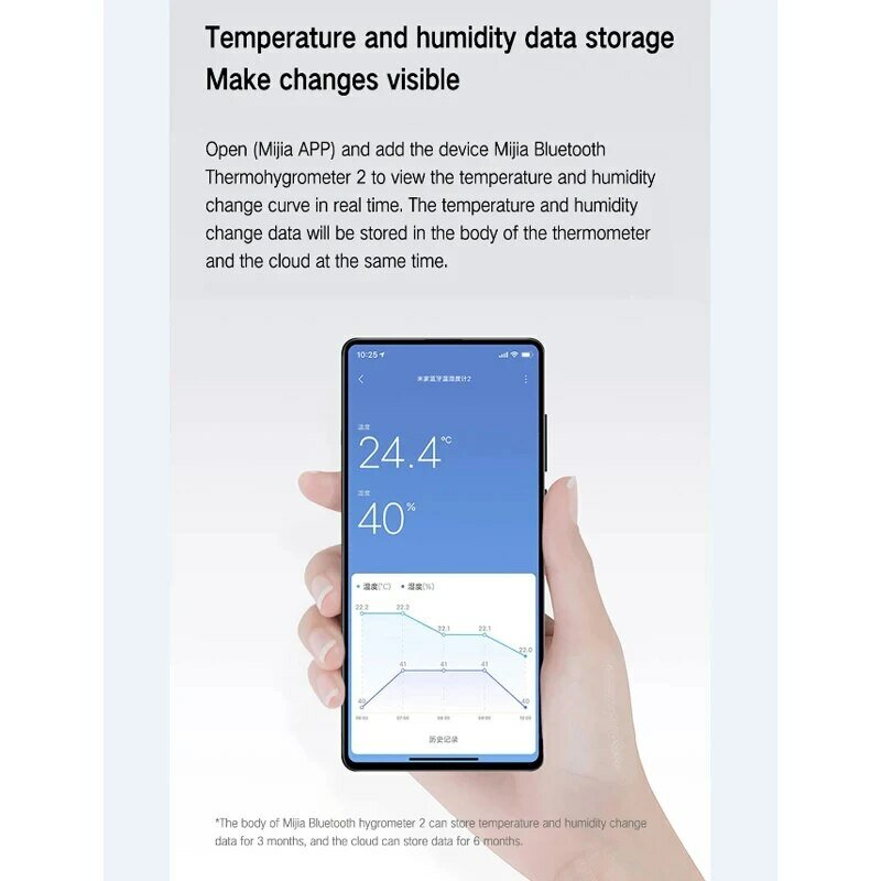 Xiaomi-termómetro Digital Mijia 2, Bluetooth inalámbrico con higrómetro, funciona con la aplicación Mijia, con batería