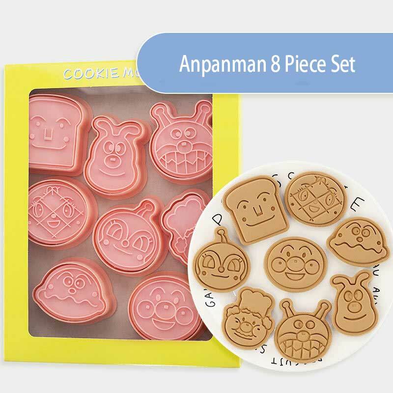 Anpanman 8 Piece Set Shape Cookie Cutters Fondant Cutter Plastic Cookie Mold DIY Fondant Pastry Decorating Baking Cooking Tools