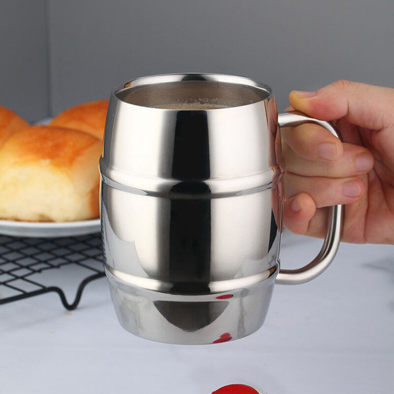 Double Stainless Steel Beer Cup Outdoor Camping Western Coffee Cup With Handle Insulated Portable Water Cup Mugs