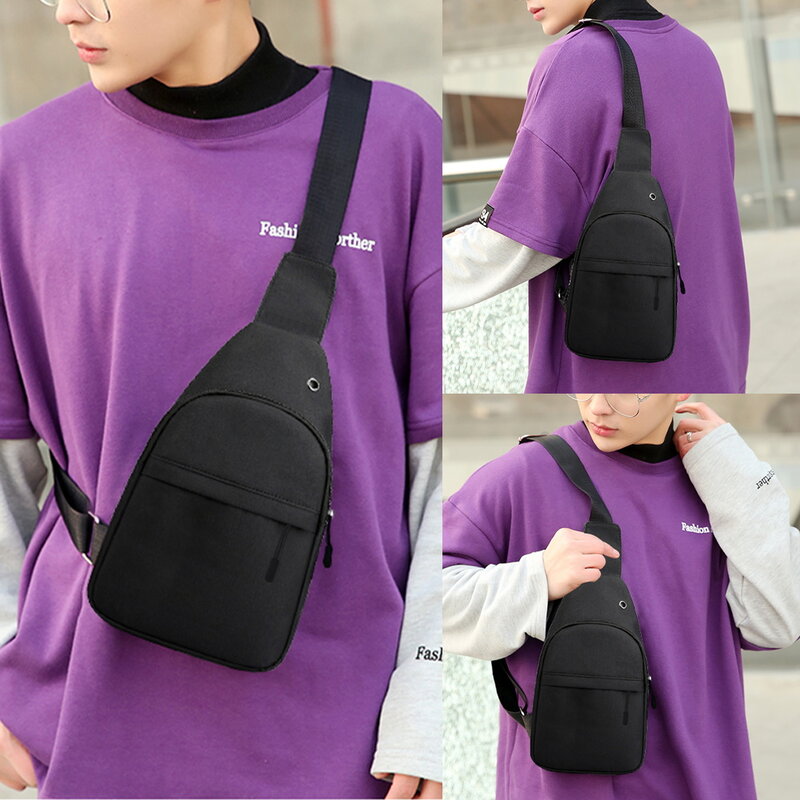 Fashion Men's Chest Bag Crossbody Bags of Men Sports Shoulder Canvas Short Daisy Series Male Phone Purses USB Charging Chest