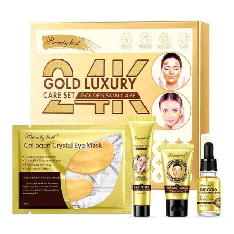 Mini riparazione da viaggio Anti invecchiamento 24K Gold Whitening Kit da viaggio per la cura del viso per il regalo viso occhiaie rimuovi il Set per la cura della pelle