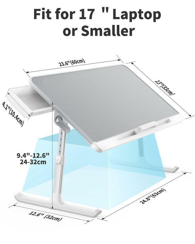 Laptop łóżeczko stół, regulowany skóra PVC blat stołu laptopa, przenośny stojące biurko z szuflada, Foldabture)