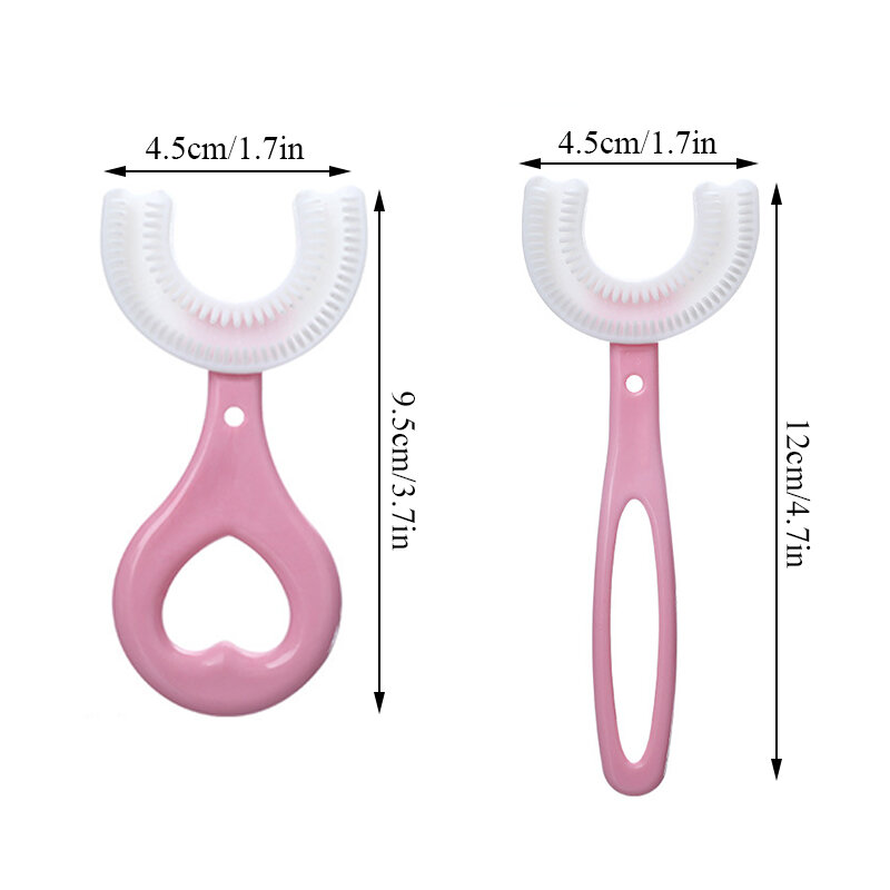 Children U-Shape Toothbrush 360-Degree Oral Cleaning Kids Tooth Brush Soft Million Nano Bristle Silicone Baby Finger Teether TSF