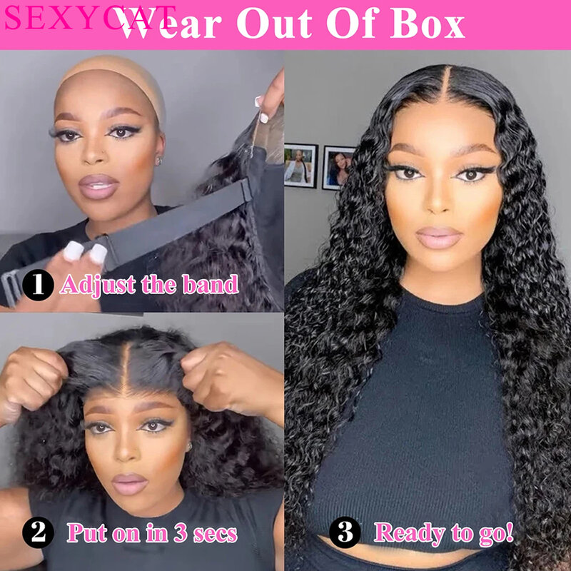 4x4 HD Lace Closure Wigs Human Hair Brazilian Virgin Kinky Curly Lace Front Wigs Wear and Go Glueless Wigs Human Hair PrePlucked