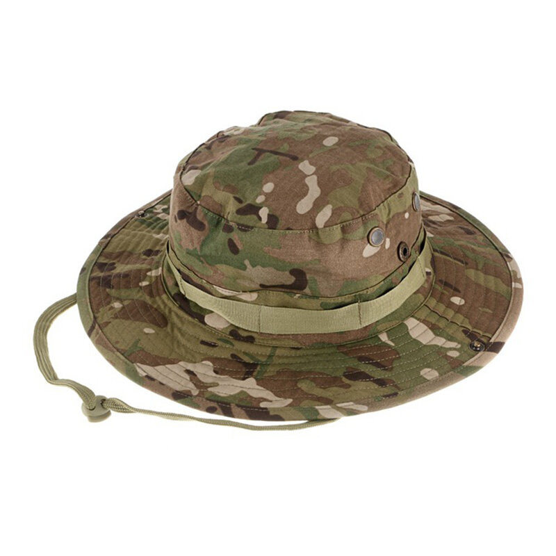 หมวกลายทหารกลางแจ้งผู้ชายและผู้หญิง, หมวกหมวกบังแดดทรงถังกีฬาตกปลาล่าสัตว์ปีนเขาหมวกสำหรับหมวกทรงทหาร