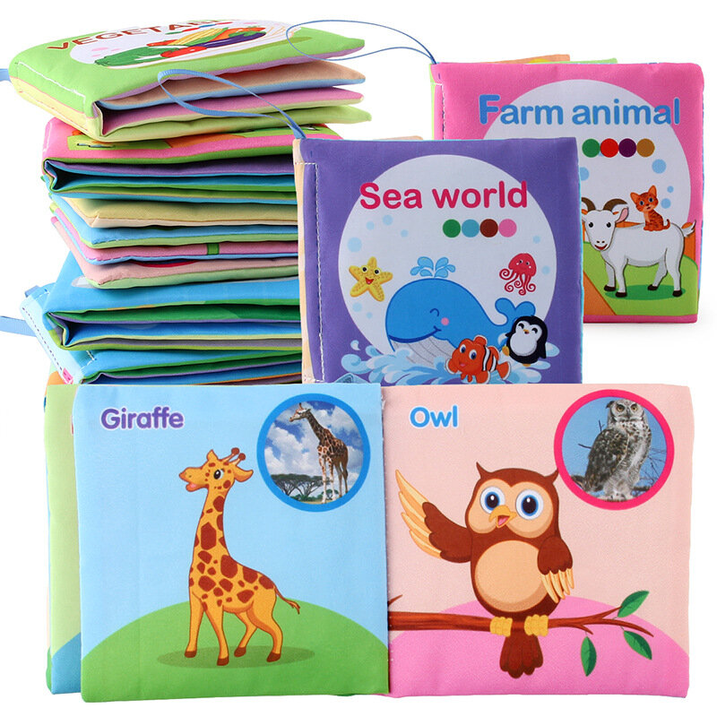 Montessori Baby Soft Cloth Book ruffle Sound Quiet Books Kids Early Learning Develop Cognize Reading Puzzle Book Toys muslimah