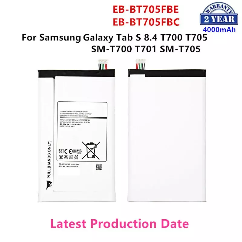 Bateria para Samsung Galaxy Tablet, novo, EB-BT705FBE, EB-BT705FBC, 4900mAh, Tab S 8.4, T700, T705, T700, T701, SM-T705, Ferramentas