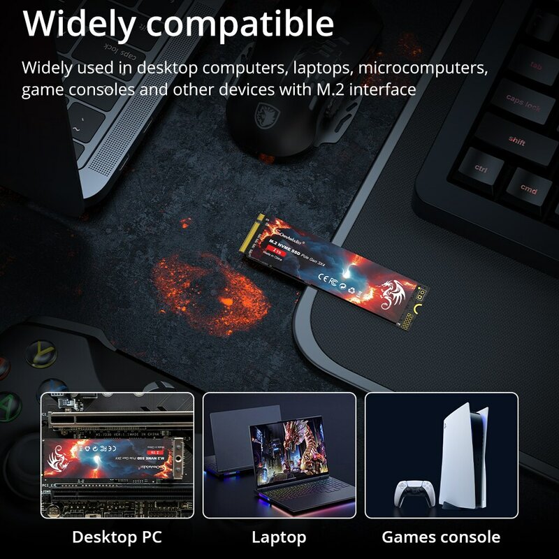 Sombolist-Unidade Interna de Estado Sólido para Laptop, Desktop, Consola de Jogos, SSD M2, NVME, 128GB, 256GB, 512GB, 1TB, M.2 2280, PCIe 3.0