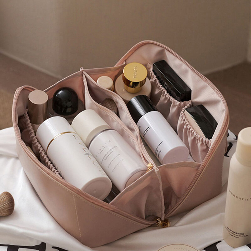 Large Travel Cosmetic Bag for Women Leather Makeup Organizer Female Toiletry Bags Toiletries Organizer Female Storage Makeup Cas
