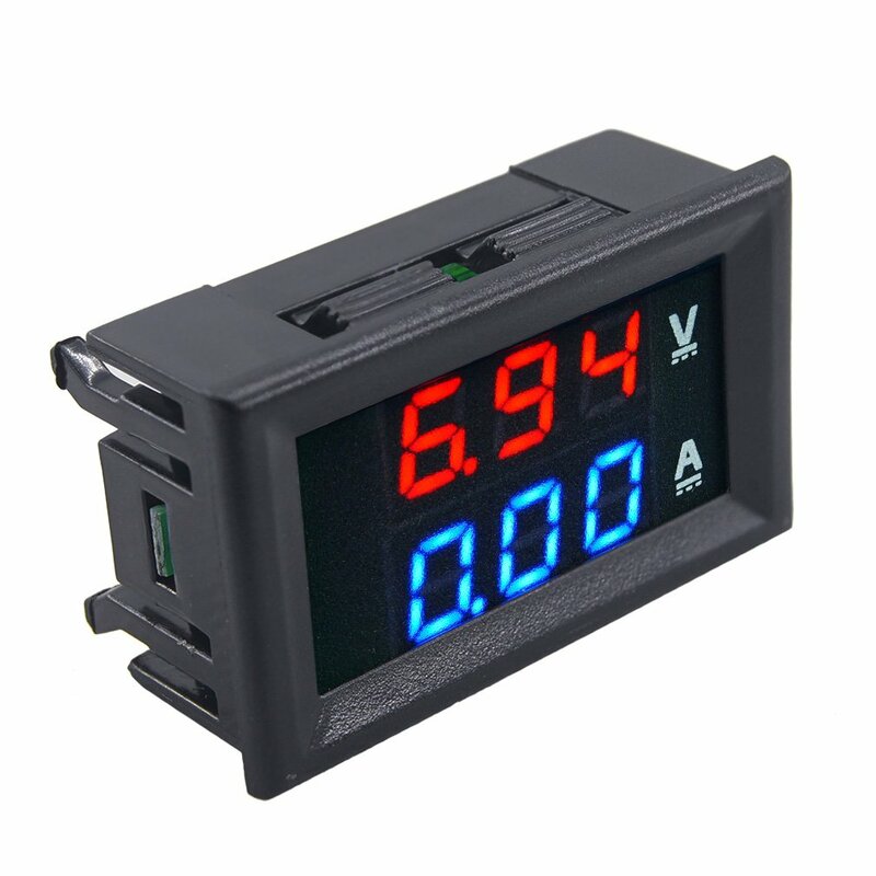Mini voltímetro Digital, amperímetro, DC 100 V, 10A, LED azul + rojo, medidor de voltímetro Digital Amp, Panel de corriente de voltaje, pantalla Dual