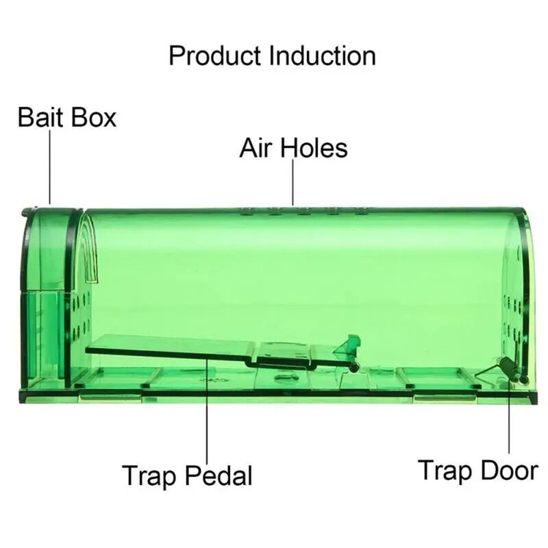 Trampa transparente para ratones y roedores, jaula reutilizable para animales pequeños, 3 piezas