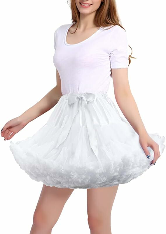 Lowest Pirce Womens 3-Layered Pleated Tulle Petticoat White Black Tutu Puffy Party Cosplay Skirt