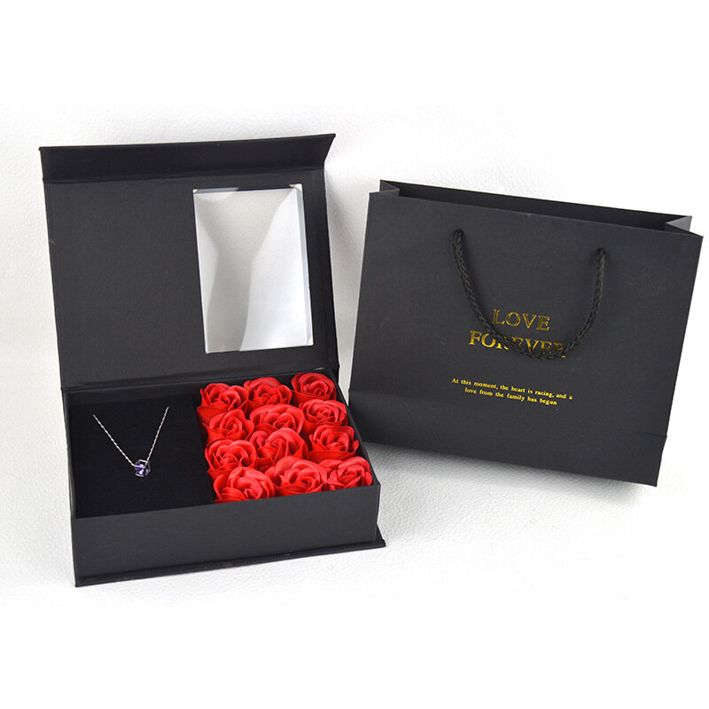Nowe mydełko w kształcie róży kwiat pudełko z biżuterią dla dziewczyny mama boże narodzenie walentynki dzień matki urodziny przenośna torba na pakowanie prezentów