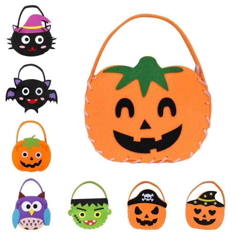 Storage Bucket Halloween Candy Bag DIY Material Halloween Decoration Halloween Bag Ornament Trick Or Treat Gift Basket Pumpkin
