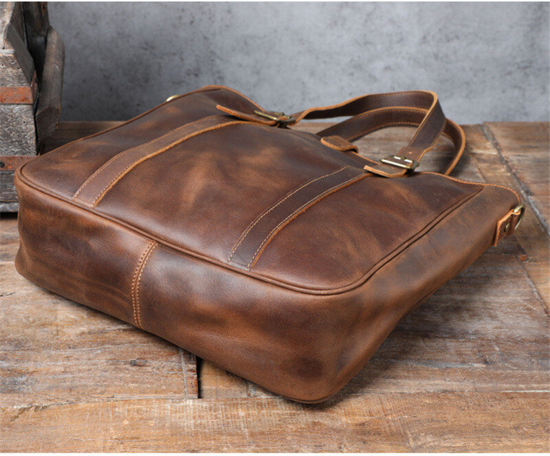 Męska torba ze skóry bydlęcej w stylu Vintage o dużej pojemności torby listonoszki na zakupy z naturalnej skóry
