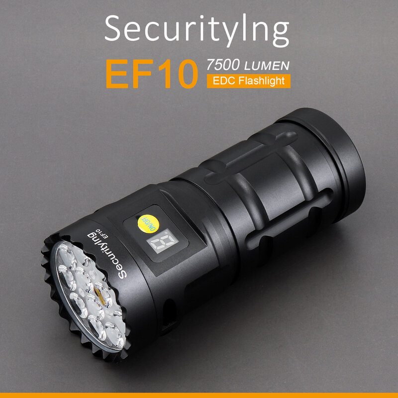 Secuitying-linterna EDC recargable IPX6 para exteriores, Camping, escalada nocturna, con indicador de potencia, EF10, 5500 lúmenes
