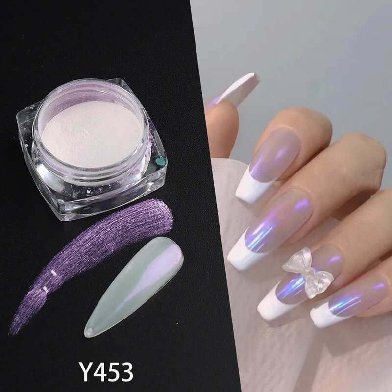 1 scatola polvere per unghie perla Shimmer polvere per sfregamento madreperla Nail Art Aurora Pigment Chrome Glitter Paillette per Manicure