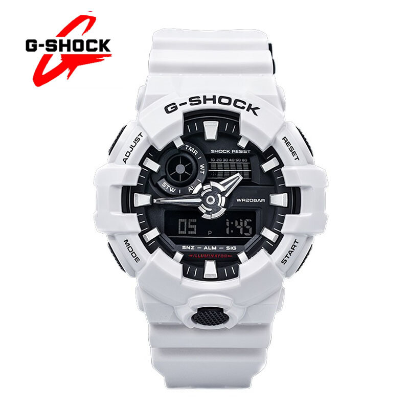 G-SHOCK Watches for Men Casual Quartz Watch Fashion Multifunctional Outdoor Sport Shockproof LED Display White Resin Strap Men