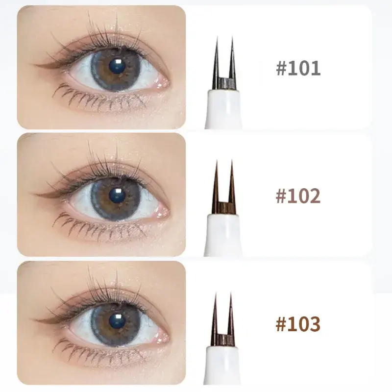 Ultra-tipis Eyeliner cair pena bulu mata bawah Makeup tahan air tahan lama cepat kering 2 ujung garpu pensil bulu mata kosmetik