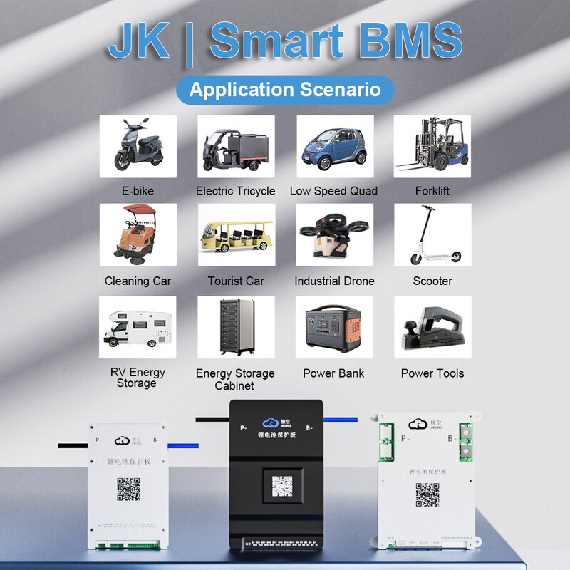 JK BMS الذكية JIKONG BMS مع 1A التوازن النشط BT التطبيق ، RS485 ، يمكن 2S-24S ، 40A-200A ، LiFePO4 ليثيوم أيون بطارية LTO