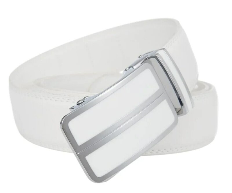 new Men's leather belt, leather belt, automatic buckle, middle-aged business belt for young students white belt