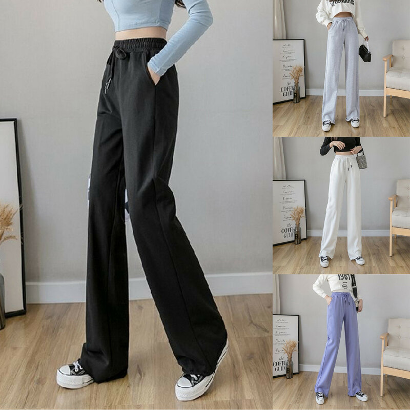 Pantalones de chándal holgados para mujer, Pantalón deportivo de gran tamaño, color negro, ropa de calle para primavera y verano, 2024