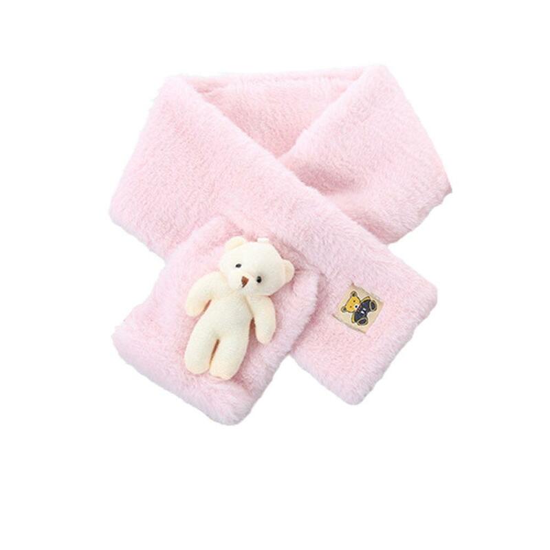 겨울 플러시 스카프, 귀여운 만화, 작은 흰색 곰, 따뜻한 두꺼운 여아 목, 다목적 에디션, 어린이 한국 및 부모 E9p5
