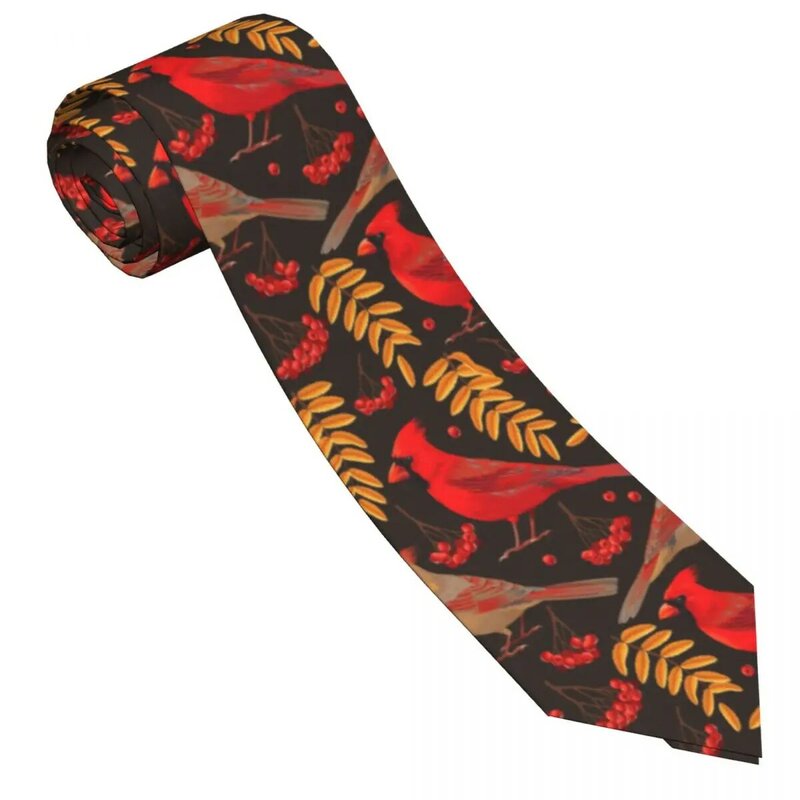 Corbata de bayas y hojas cardinales para hombres y mujeres, corbata, accesorios de ropa
