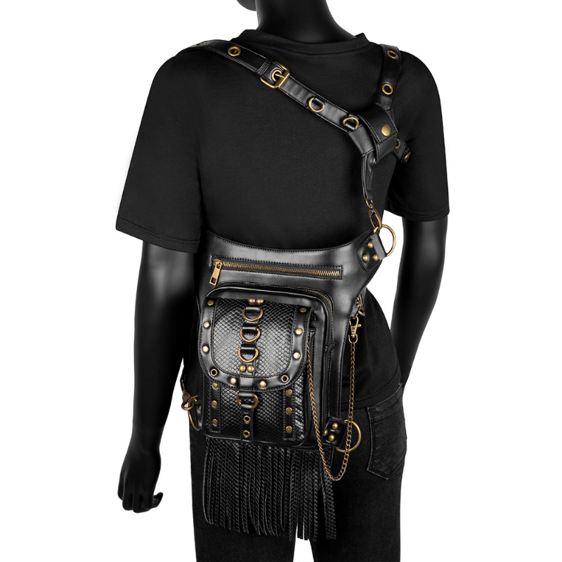 Chikage Euramerican Y2K Style Women's Waist Pack Steampunk Vintage Personality Shoulder Bag Large Capacity Crossbody Fanny Pack