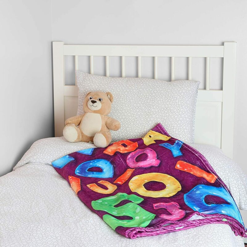 Coperta ABC, simpatica coperta oversize ultra morbida e soffice, adatta per camere da letto, bambini, divani, coperte di flanella