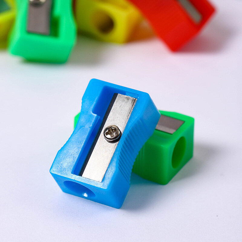 20Pcs Portable Simple Mini Colored Single Hole Rectangular Plastic Pencil Sharpener Student Stationery School Supplies