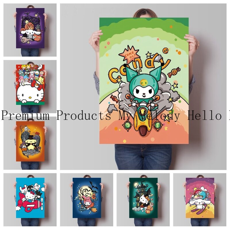 شخصيات كرتونية صغيرة يابانية أنيمي سانريو ملصقات فنية جدارية ، ديكور منزلي كاواي ، لوحة قماشية ، هدية جدارية ، ديكور غرفة فتاة