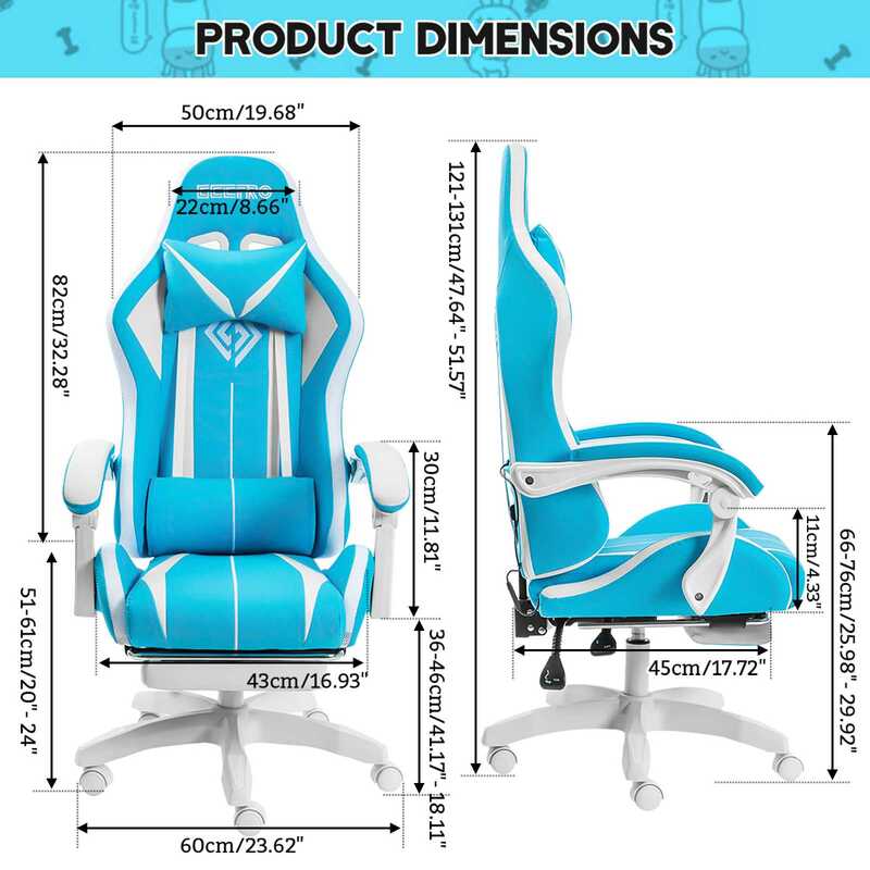 RGB 라이트 게이밍 의자, 게이머 컴퓨터 의자, 인체 공학적 회전 의자, 2 포인트 마사지 게이머 의자, 고품질