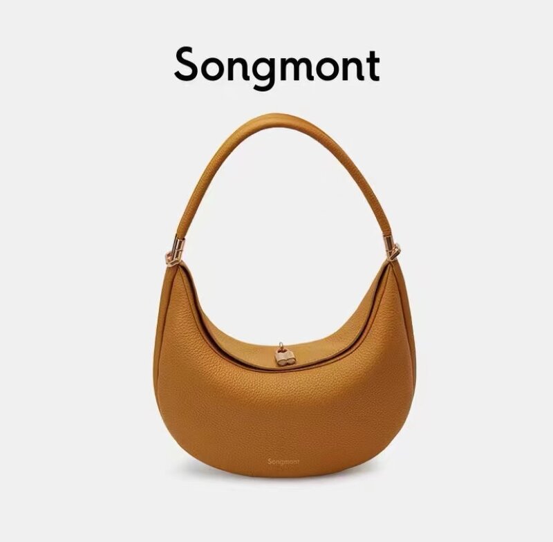 Songmont-Bolso pequeño de lujo para mujer, bolsa de media luna con un solo hombro, para axilas, 2023