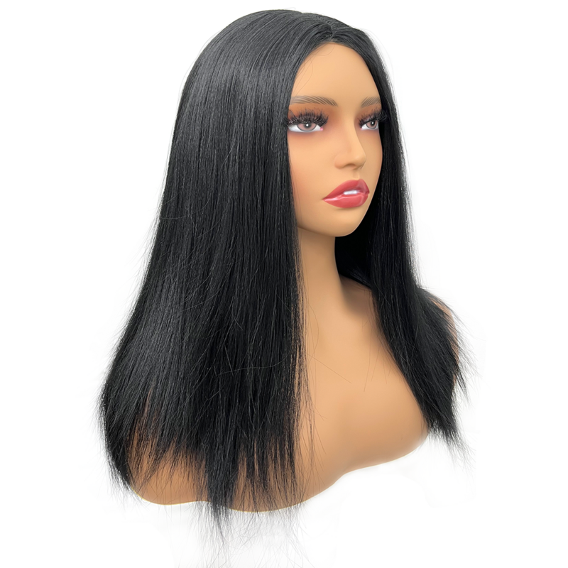 Short Black Straight Wigs Short Bob Wig Middle Part Synthetic Wigs Shoulder Length Daily Cosplay Party Wigs for Women 14 inches