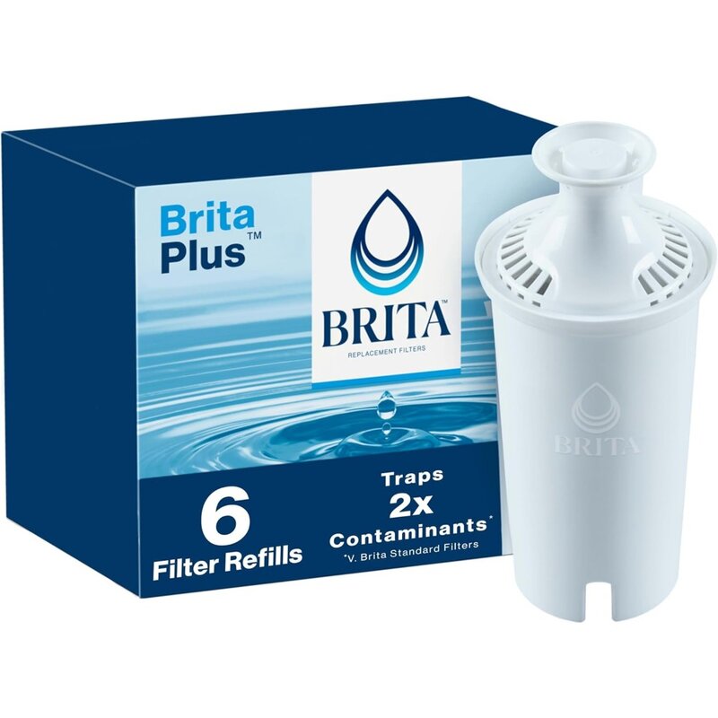 Standardowy filtr wody Brita, bez BPA, zastępuje plastikowe butelki na wodę o pojemności 1800 lat