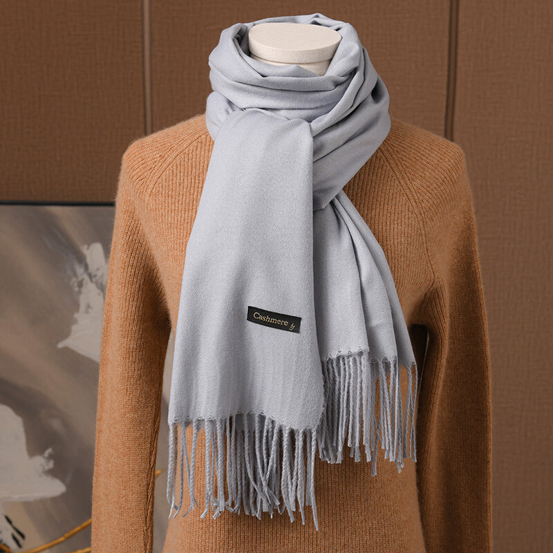 Scialle invernale colore puro imitazione Cashmere come sciarpa calda Versatile versione coreana allungata versione da donna a doppio uso da uomo