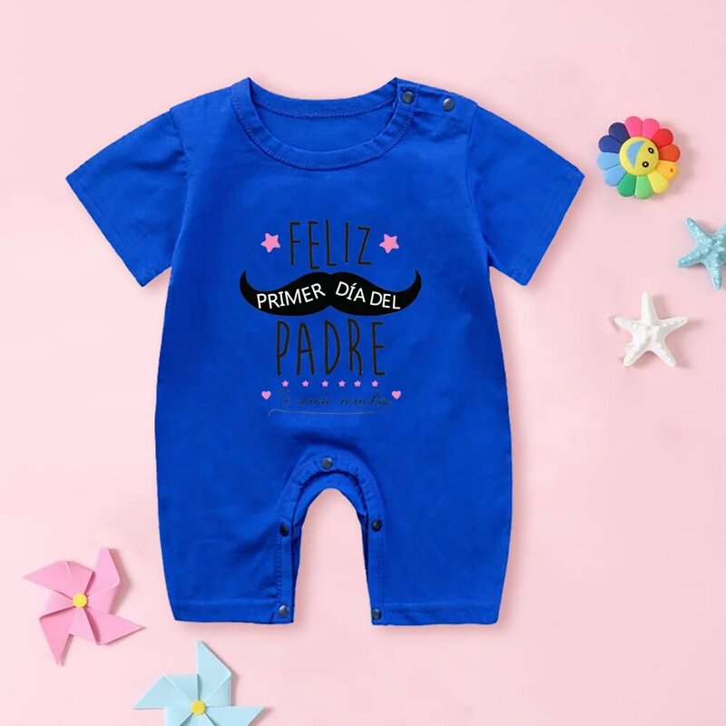 Happy Father's Day I Love You Very Much Letter Print Baby Romper Round Neck Infant Jumpsuit Fathers Day Surprise Gift To Dad