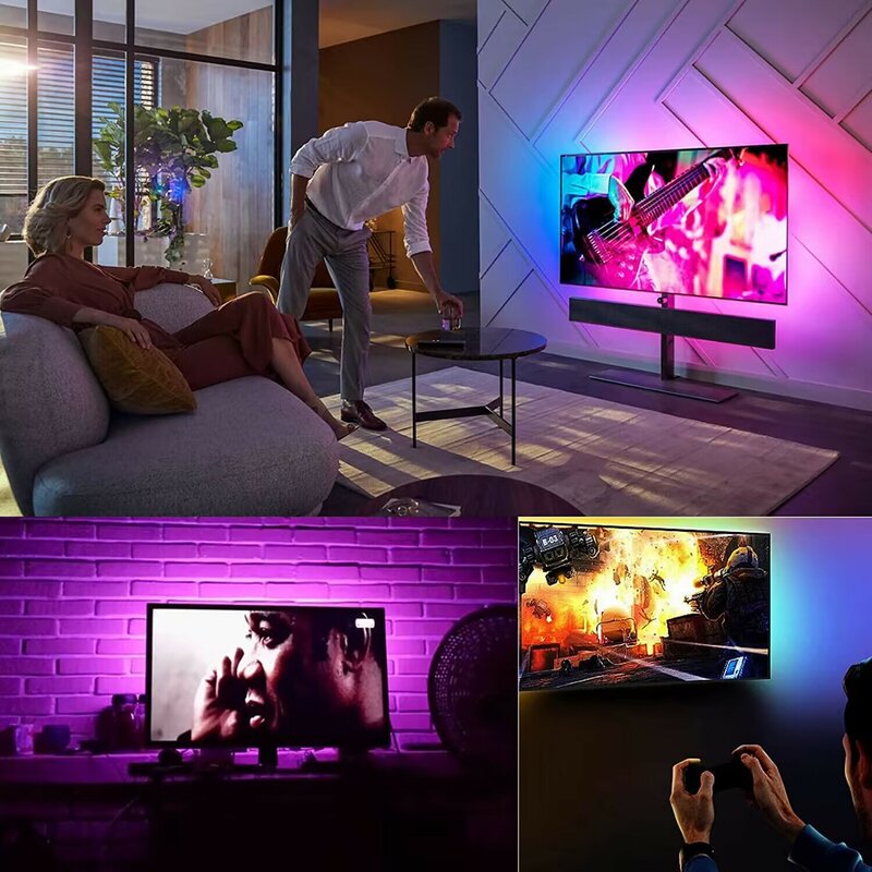 1-20m lampu setrip LED 5050 warna RGB, pita lampu fleksibel aplikasi Remote Control inframerah USB untuk dekorasi Festival pesta TV kamar tidur