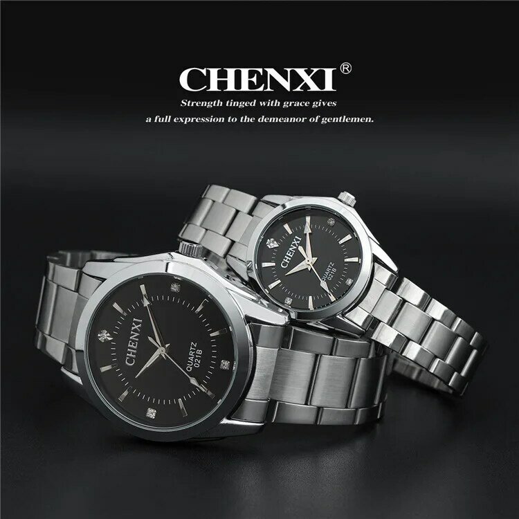 Модные парные часы Chenxi, винтажные мужские и женские часы для влюбленных, деловые наручные часы, аналоговые Кварцевые полностью из нержавеющей стали, ремешок для часов, подарок