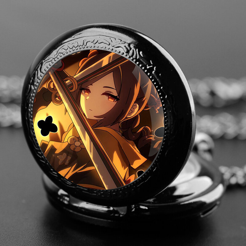 Anime Genshin Impact Na Wei YaQuartz orologio da tasca per donna uomo collana nera orologio a catena con ciondolo unico accessori regalo