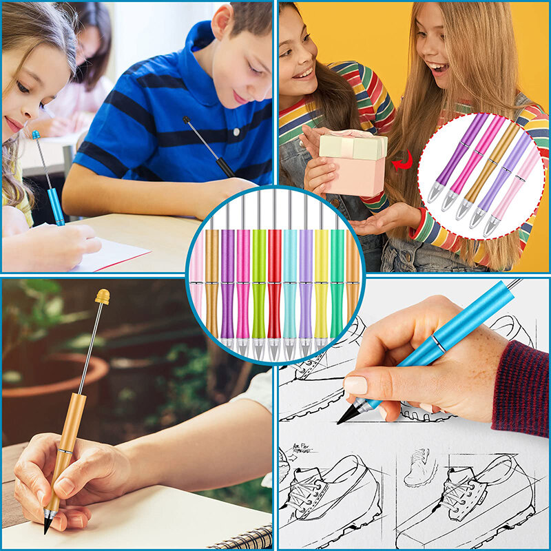 13Pcs Bead Infinity Pencil Unlimited Beadable Pencils for Writing Art Sketch Stationery Kawaii Pencils School Supplies