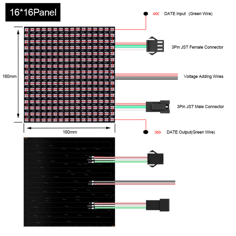 1~5Pcs WS2812B RGB Digital LED Panel Individually Addressable Light Strip WS2812 8x8 16x16 8x32 Flexible Module Matrix Screen 5V